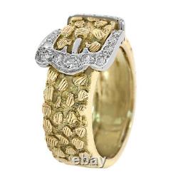 0.30 Carat Round Cut Diamond Nugget Style Buckle Ring 18K Yellow Gold