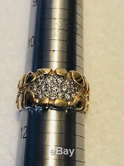 0.50 CTW SI1-SI2 Mens Natural Diamond Ring 14K Yellow Gold Nugget Style