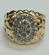 0.70ct Natural Diamond In 10k Yellow Gold Men's Nugget Ring Size 11