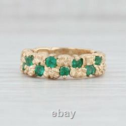 0.70ctw Green Emerald Nugget Ring 14k Yellow Gold Size 6-6.25 Band