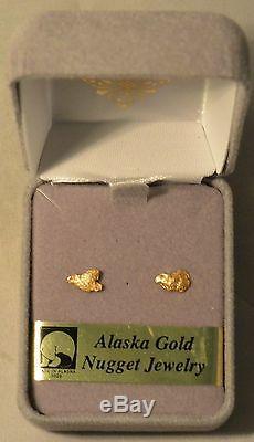 0.8 Grams Natural Gold Nugget Earrings, Alaska Gold Nugget Jewelry
