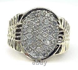 1.00 ct NATURAL DIAMOND mens nugget pinky ring SOLID yellow gold