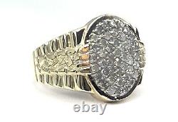 1.00 ct NATURAL DIAMOND mens nugget pinky ring SOLID yellow gold