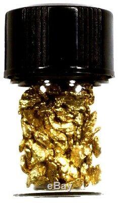 1.000 Grams Alaskan Yukon Bc Natural Pure Gold Nuggets #10 Mesh W Bottle (#b100)