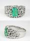 1.50 Carats Natural Emerald Oval Cut Mens Solid Gold Nugget Solitaire Ring 14k