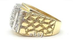 1.50 ct natural DIAMOND mens cluster nugget pinky ring SOLID 14k yellow gold