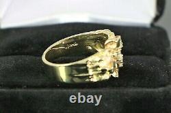 $1,500 14K Solid Yellow Gold 0.18ct Round Diamond Nugget Style Ring Band Size 5