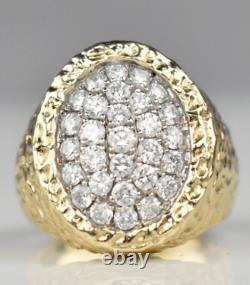 1.50Ct Round Cut Moissanite Men's Cluster Nugget Ring In 14k Yellow Gold Plated