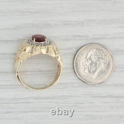 1.57ctw Garnet Diamond Halo Nugget Ring 10k Yellow Gold Size 7.25
