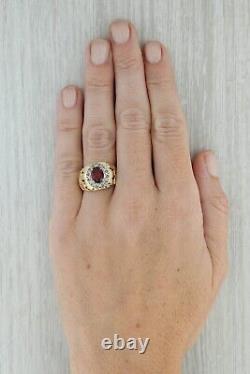 1.57ctw Garnet Diamond Halo Nugget Ring 10k Yellow Gold Size 7.25