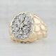 1.60ctw Diamond Cluster Nugget Ring 10k Yellow Gold Size 13 Men's