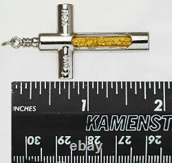 1 Gram Alaska Natural Gold & Glass Bottle Cross Pendant Necklace 60cm (#P002)