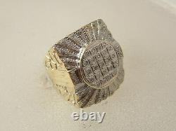 10 karat men diamond ring 10K gold unique large top Hip Hop nugget diamond ring