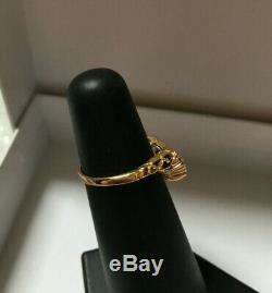 10K Diamond Yellow Gold Chevron Pinky Ring Midi Size 3.75 Nugget V Shaped