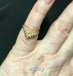 10K Diamond Yellow Gold Chevron Pinky Ring Midi Size 3.75 Nugget V Shaped