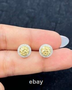 10K Gold Genuine Natural Pave Diamonds Nugget Studs Earrings 0.15 CT