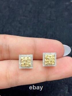 10K Gold Genuine Natural Pave Diamonds Nugget Studs Earrings 0.15 CT
