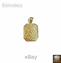 10k Gold Nugget Charm Pendent, Real 10k Nugget Charm Men/Women with Diamond Cut