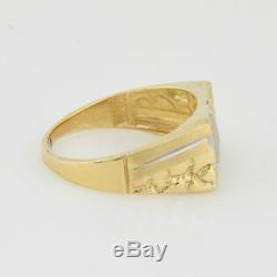10k Yellow Gold Estate Textured Nugget Style Diamond Ring Size 12