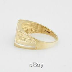 10k Yellow Gold Estate Textured Nugget Style Diamond Ring Size 12