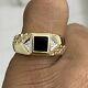 10k Yellow Gold Men's Black Onyx And Diamond Nugget Pinky Ring Size10