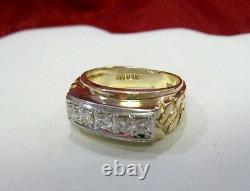 10k Yellow Gold Men's Jub 699 Golden Nugget. 75ctw Diamond Ring Band Size 8.5