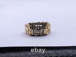 10k Yellow Gold Nugget With Diamonds Ring Size 8.5