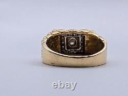 10k Yellow Gold Nugget With Diamonds Ring Size 8.5