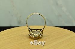 10k Yellow Gold Oval Face Encased Natural Gold Nuggets Ring Band Size 8