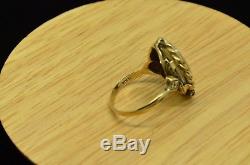 10k Yellow Gold Oval Face Encased Natural Gold Nuggets Ring Band Size 8
