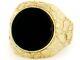 10k Or 14k Solid Yellow Gold Nugget Round Onyx Mens Ring