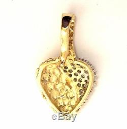 10k yellow gold. 13ct SI3-I1 H diamond heart nugget pendant 4.2g estate vintage