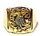 10k Yellow Gold. 14ct Si1 H Diamond Cluster Nugget Mens Ring 13.2g Gents