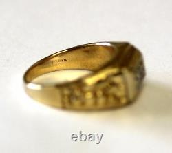 10k yellow gold. 21ct SI1 H mens nugget diamond wedding band ring 10.6g vintage