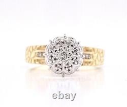 10kt Yellow Gold Ladies Diamond Cluster Nugget Ring Size 11, 5.4 Grams