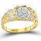 10kt Yellow Gold Mens Round Diamond Cluster Nugget Band Ring 1/20 Cttw