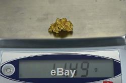 #1104 Large Natural Gold Nugget Australian 11.49 Grams Genuine