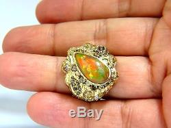 12.25ct natural opal diamonds ring 18kt Nugget Deco