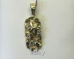 14 Kt Solid Yellow Gold Nugget Pendant With 3 Natural Diamonds. 20 Carats Tdw