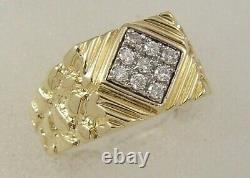 14 karat diamond nugget ring 14K yellow white gold. 25 carat diamond nugget ring