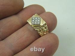 14 karat diamond nugget ring 14K yellow white gold. 25 carat diamond nugget ring