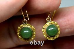 14K/10K Solid Gold, 18/21K Natural Gold Nuggets and Jade Earrings