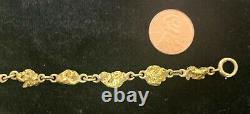 14K 22K Yellow Gold Natural Yukon Nugget Bracelet 7 1/2