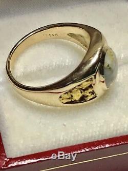 14K Natural Gold In Quartz with Natural Nuggets Ring Size 8.25 10.7 Grams