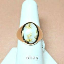 14K Natural Gold In Quartz with Natural Nuggets Ring sz 8