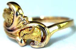14K Solid Gold and 18K/22K Natural Gold Nuggets Ring Size 6