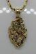 14k Yellow Gold 0.16ct Diamond Nugget Pendant On Fancy Link Chain 20.25 15.08g