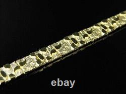 14K Yellow Gold Finish No Stone Nugget Style Link Designer Men's Bracelet