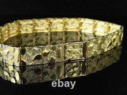 14K Yellow Gold Finish No Stone Nugget Style Link Designer Men's Bracelet