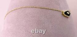 14K Yellow Gold Marquise Diamond Black Onyx Nugget Pendant Necklace Natural